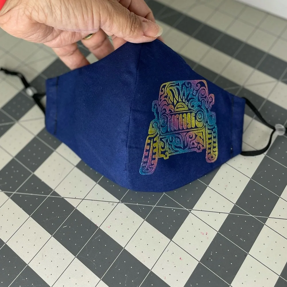 reflective rainbow mandala jeep girl face mask